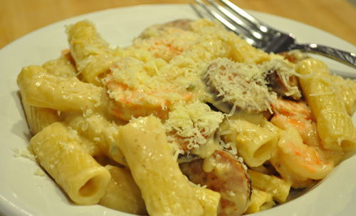Creamy Pasta with Smoked Sausage and Shrimp - Easy Culinary Concepts
