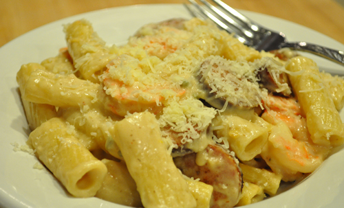 Creamy Pasta with Smoked Sausage and Shrimp